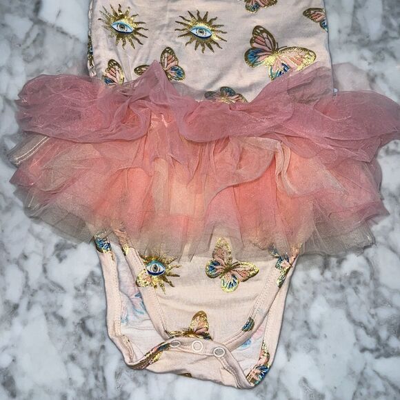 POSH PEANUT FIONA RUFFLED TULLE SMOCKED BODYSUIT DRESS 2T - Picture 2 of 8
